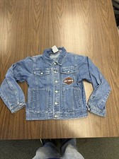 Harley Davidson Patch Logo Denim Motorcycle Biker Jacket M Kids Teenager