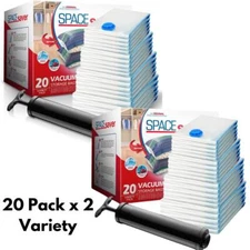 Spacesaver Vacuum Storage Bags for Clothes Storage, 20 Pack x 2 - Variety