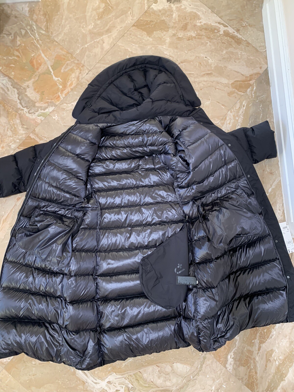 Uniqlo J+ Jil Sander XL Ultra Light Down Women's Hooded Long Coat Black image 7