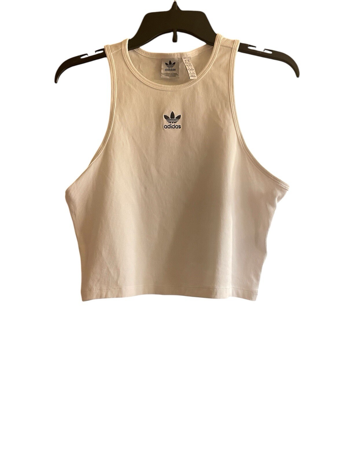 Adidas Women’s White Ribbed Sleeveless Cropped Top SZ XL