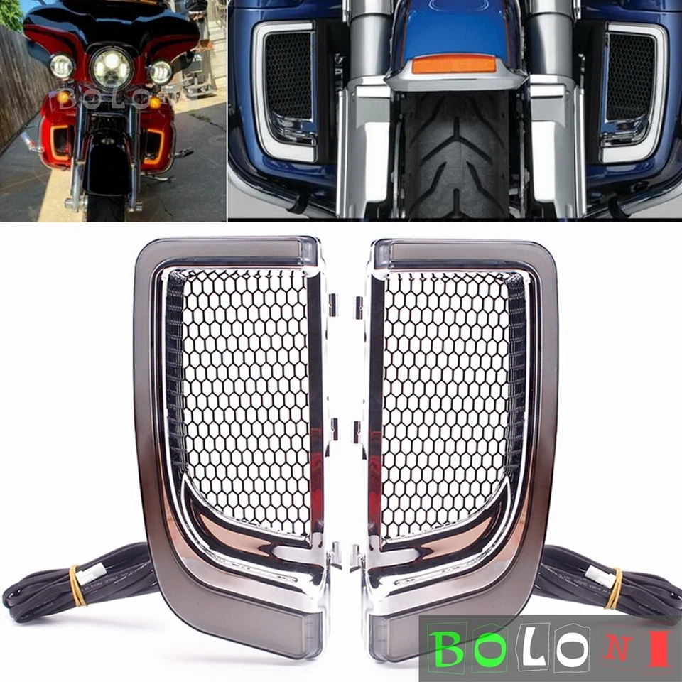 Carenado de señal de giro LED parrilla inferior para Harley Touring FLHTK Ultra Limited 15-20 Foto 2 de 4