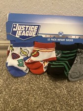 DC Comics Assorted Superhero Characters 12 Pair Socks Set, Baby Boys, Age 0-6M