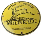 Vintage John Deere Porcelain Farm Sign - Tractor Gas Pump Motor Oil Sign