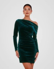 Pilgrim Womens Yadira Longsleeve Mini Dress Teal US 6 Brand New Velvet