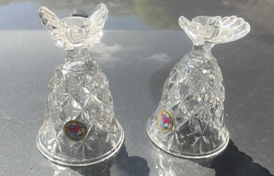 2 VINTAGE MCM German Hofbauer Crystal  the Bird Candle Holders butterfly RARE