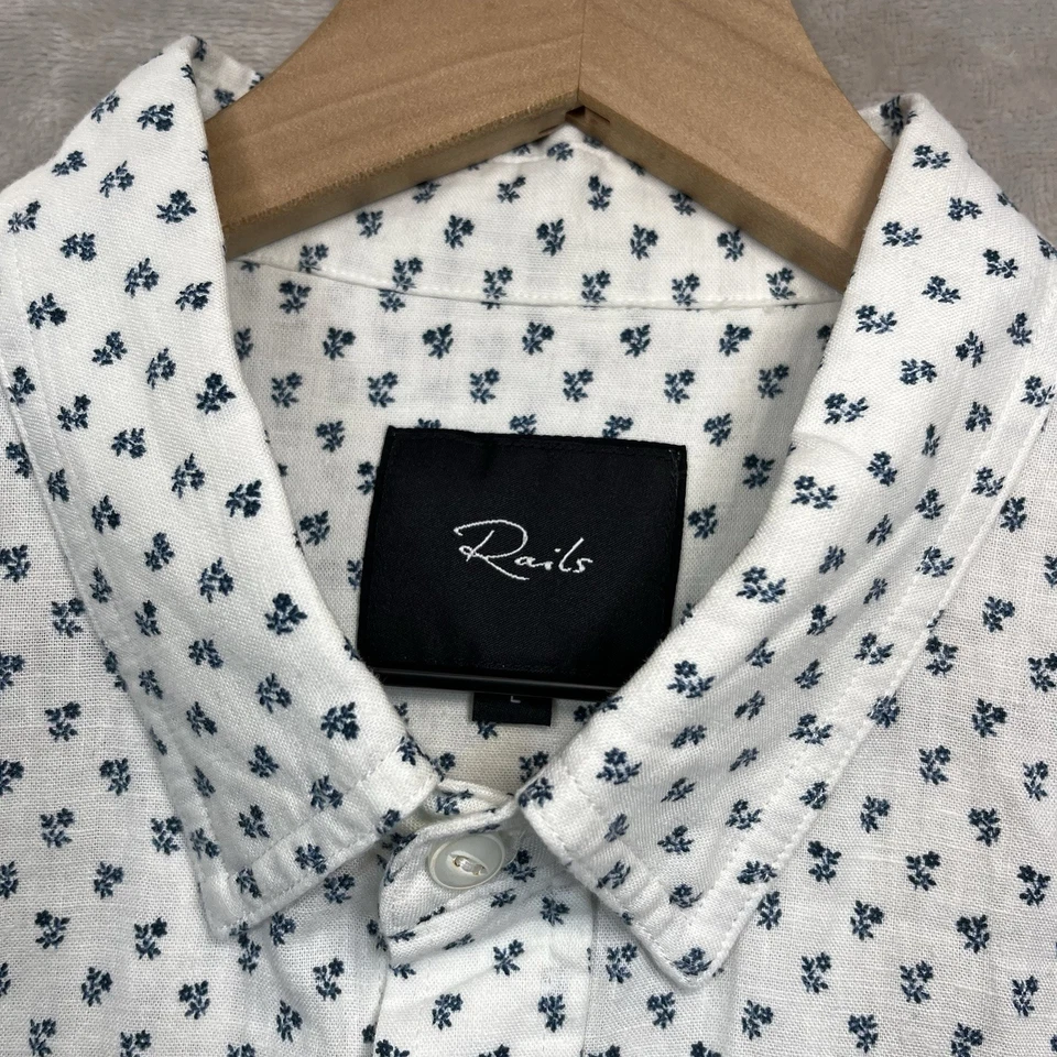 Rails Shirt Mens Carson Geometric Linen Blend Button Up Short Sleeve Size L - Image 3 of 4