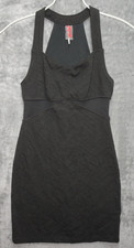 Free People Black Bodycon Mini Dress Sm chevron knit pattern mesh waist panels