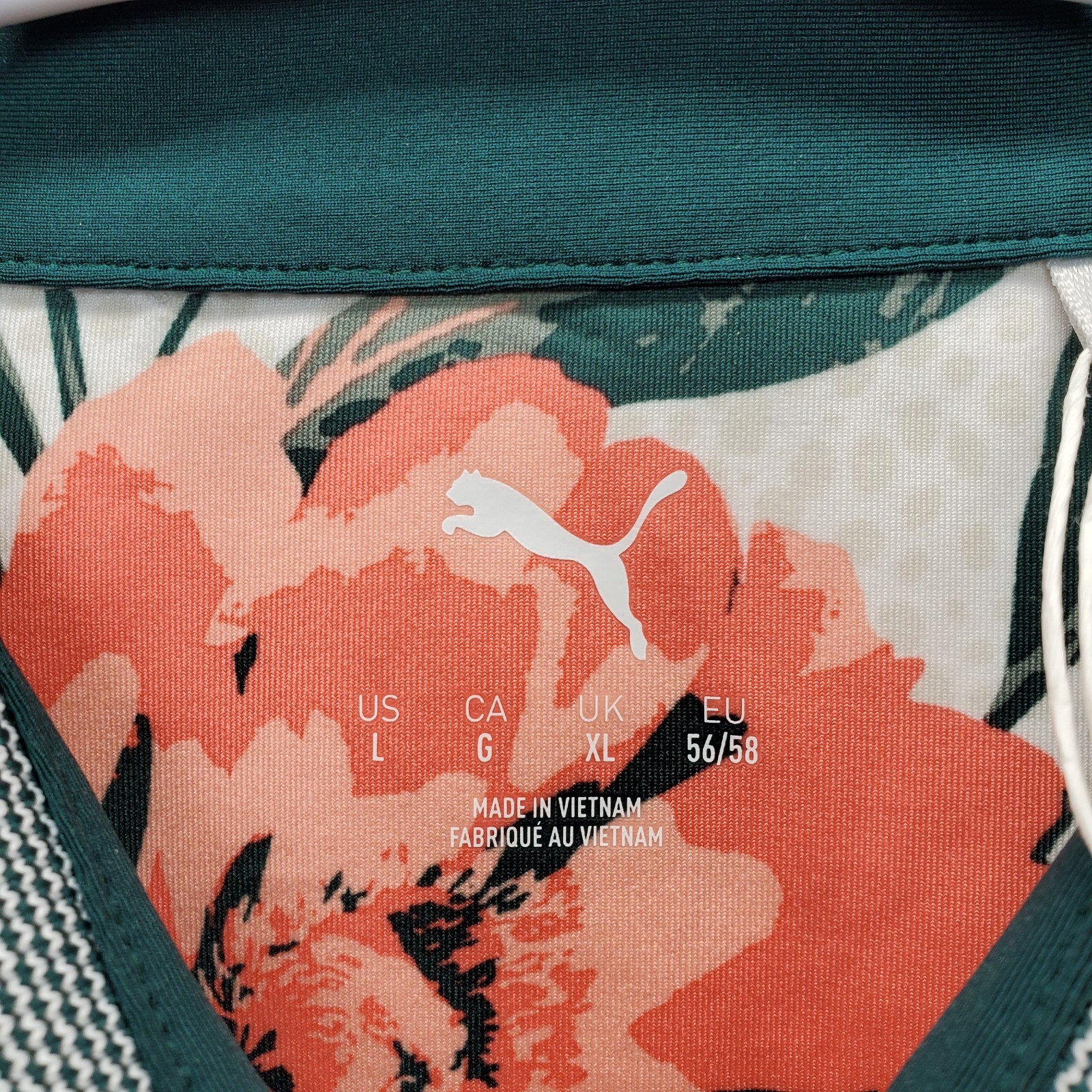 PUMA Golf Polo Shirt Mens Large Multi Floral Mattr Beautiful Game Slit 628836-01 thumbnail 5