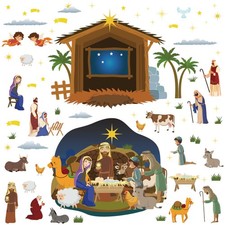 65 Pcs Easter Nativity Bulletin Board Decorations Set Christian Religious Easter
