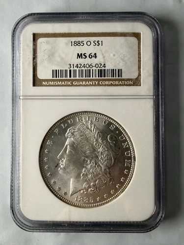 1885-O Morgan Silver Dollar NGC MS64 Very Crisp and Bright, Fields not perfect