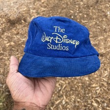 Vtg Walt Disney Studios Corduroy Snapback Hat Made In USA Blue