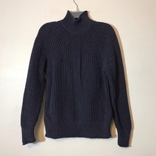 J.Crew Cotton Navy Rollneck Sweater Fisherman Preppy Vintage Small Chunky Knit