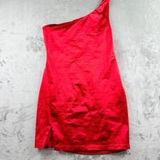 Superdown Red One Shoulder Mini Dress Womens Medium Side Slit Party Cocktail Red