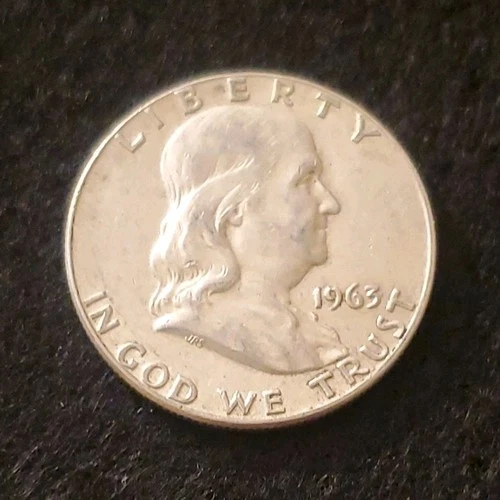 Franklin Half Dollar Silver Coin 1963 50C 0.9 Fineness US Uncertified