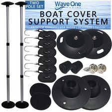 Boat Cover Support Poles with 6 Straps and Snaps  Adjustable Small to Black