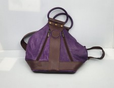 Zaino italiano Italia vera pelle viola borsa convertibile ferramenta ottone