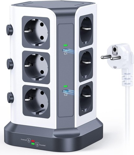 USB-C PD3.0 Steckdosenturm | 12-Fach Leiste mit Überspannungsschutz - Bild 2 von 9