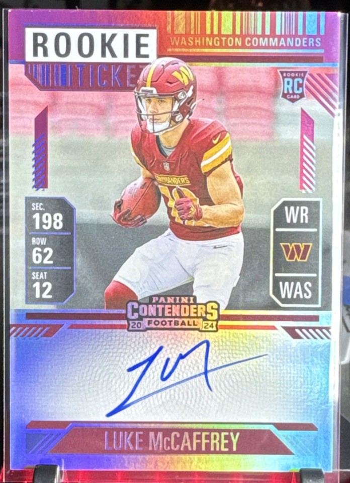 2024 Panini Contenders FOTL Red Zone Ticket Luke McCaffrey Rookie Auto RC 