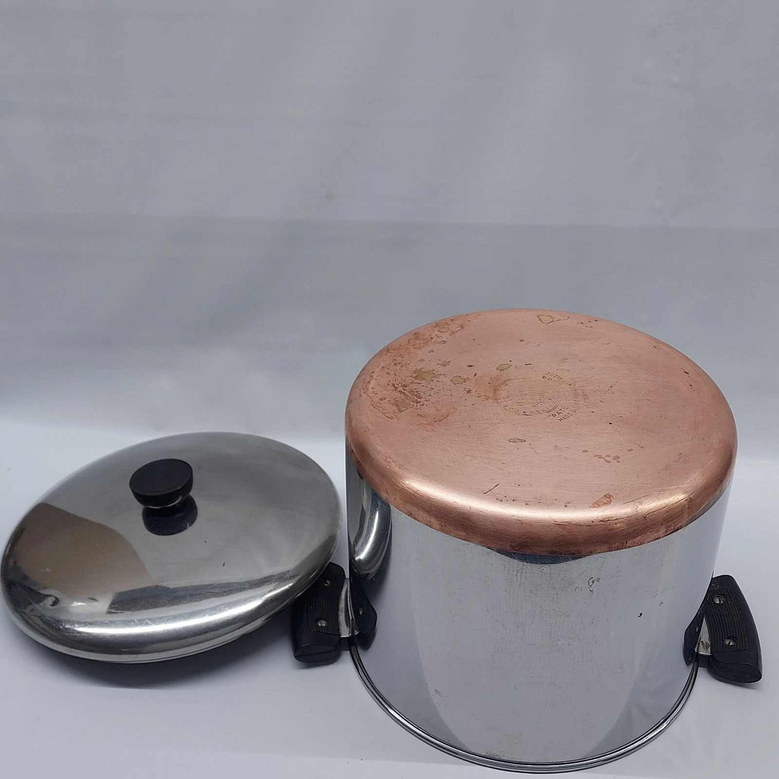 Vintage Revere ware 1801 Copper Clad 6 Qt Stockpot w/ Lid Clinton IL Dual Handle