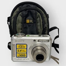 Sony Cyber-shot DSC-S700 Silver 7.2MP Digital Camera with Case TESTED WORKING