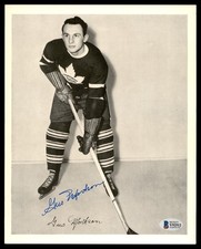 Gus Mortson Signed 1945-54 Quaker Oats 8x10 Photo Maple Leafs Beckett #Y92512
