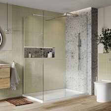 8mm Single Wetroom Panel with Support Arm - Chrome