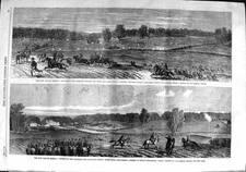 Old Antique Print 1863 War America Jefferson Virginia Federals Lee Town 19th