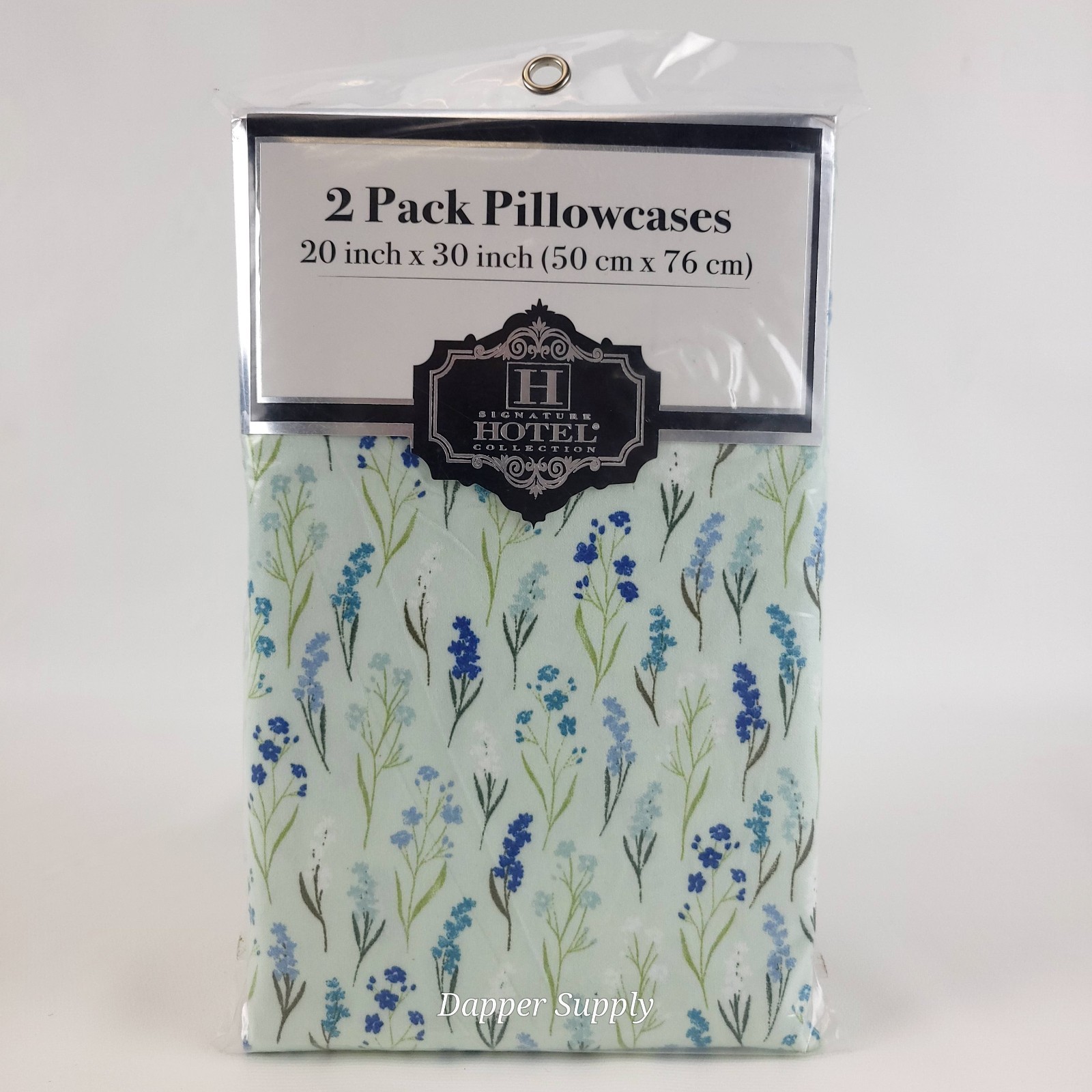 Signature Hotel Collection 2 Pack Pillowcases 20x30 Blue Gre