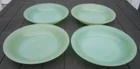 Vintage SET of Four AH Fire King Jane Ray Jadite Jadeite Ribbed Flat Soup Bowls