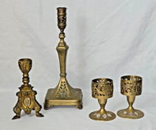 Antique Victorian  Ornate Brass Candle Sticks