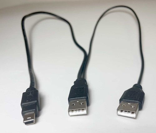 USB Dual Power For Y Shape 2x Type A- Mini B Cable, 18"