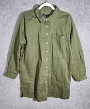 Madewell Button Front Long Sleeve Mini Shirt Dress Womens Size XL Loden Green