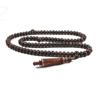 Authentic Flat Round Beads Tamarind Wood Natural Galih Asem Tasbih Necklace