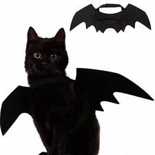Bat Wings Costume, Small, Black Felt, for Dogs  Cats, Halloween Pet Apparel