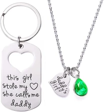 This Girl Stole My Heart Father Daughter Matching Necklace Keychain Set Dad Gift