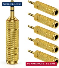  2-Pack 3.5mm to 6.35mm Headphone Adapter, Gold-Plated 1/8" Male to 1/4" Female