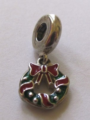 Authentic Pandora #796362ENMX Holiday Wreath Dangle Bead Christmas