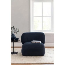 Pemberly Row Mid-Century Modern Swivel Livingroom Chair in Blue