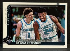 2025-26 Topps Basketball #283 Hornets Duo Have Powerful Sting Golden Mirror SSP