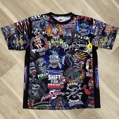 Psycho Speed Inc Piraniaz Racing Punk Men s Shirt Large Multi Color