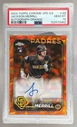 Jackson Merrill 2024 Topps Chrome Update Sapphire Orange RC Auto 8/25 PSA 10