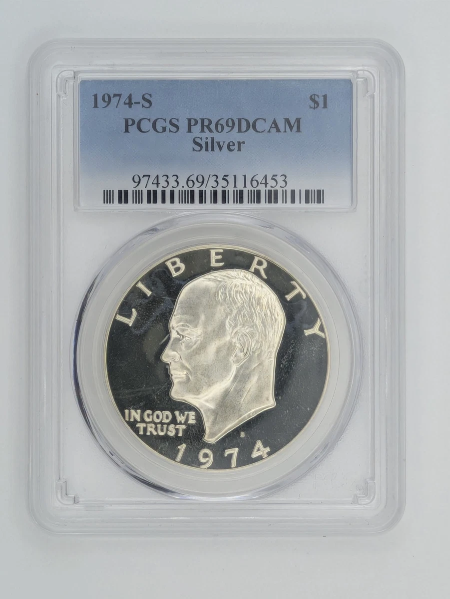 PCGS Certified PR 69 Graded 1974 Eisenhower Dollars (1971-1978