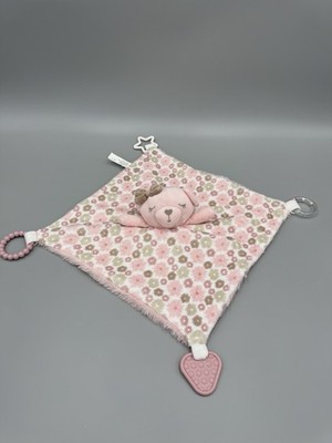 Dream Gro Pink Bear Lovey Plush Rattle Security Blanket Teether Sensory Toy