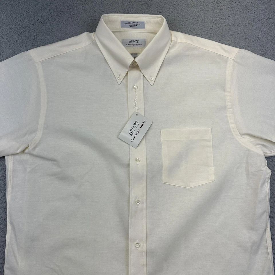 Camisa Arrow Carriage Trade Para Hombres 16.5 32/33 Blanca Oxford Abotonada Bolsillo EE. UU. Foto 3 de 4