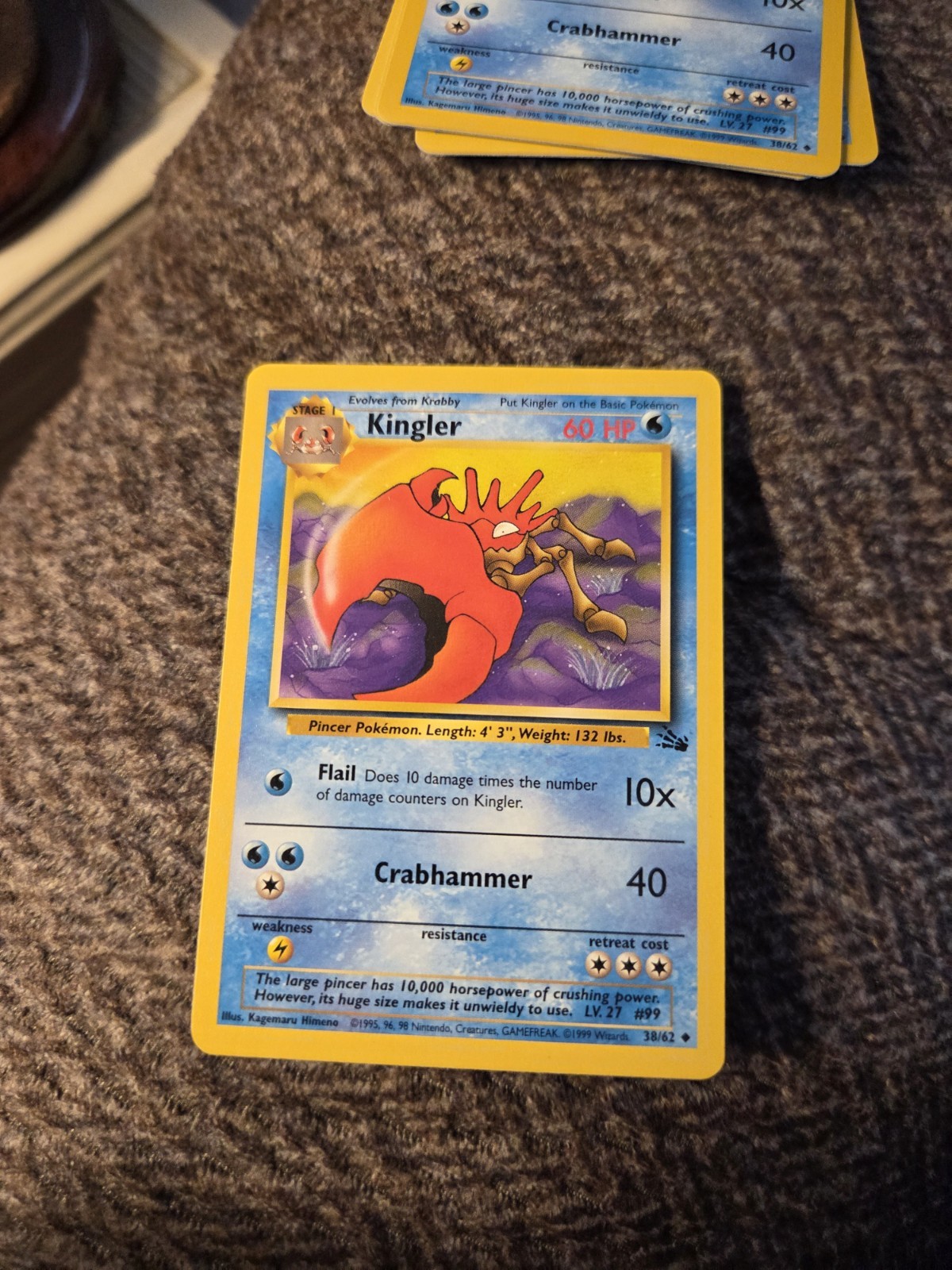KINGLER - 38/62 - Fossil - Pokemon Card - Mint