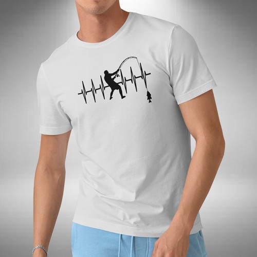 Fishing Heartbeat T-Shirt Funny Angler Carp Fishing Small to 5XL - Picture 5 of 8