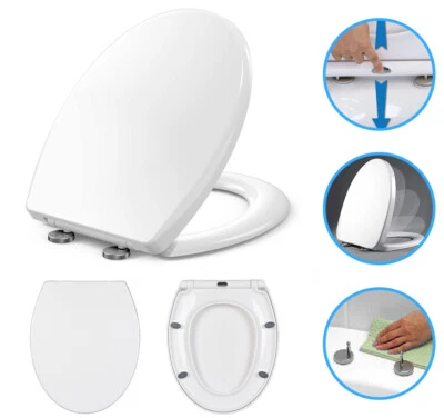 2025 NEW LUXURY BATHROOM SLOW SOFT CLOSE WHITE TOILET SEAT SEATS WC HEAVY DUTY