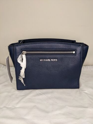 NEW Michael Kors Sophie Women's leather Navy messenger Bag with defects