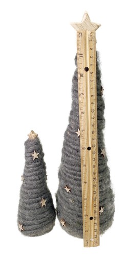 2 Wool String Christmas Trees with Stars Figurines Primitive - Picture 4 of 4
