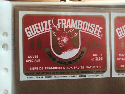 EYLENBOSCH BREWERY STAG RASBERRY  BELGIAN BEER LABEL